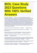 BIOL Case Study 2023 Questions With 100% Verified Answers