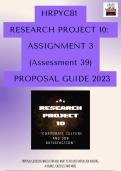 HRPYC81 2023 PROJECT 10 Assessment 39 - Research Proposal Guide 