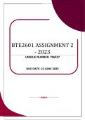 BTE2601 ASSIGNMENT 2 – 2023 (706427)