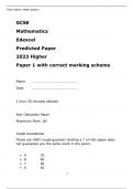 EDEXCEL GCSE Mathematics Predicted Paper 2023 Higher Paper 1 with correct marking scheme