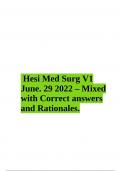 Hesi Med Surg V1 June. 29 2022 – Mixed with Correct answers and Rationales.