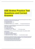 ASE Brakes Practice Test Questions and Correct Answers 