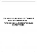 OCR AS LEVEL PSYCHOLOGY PAPER 2 JUNE 2022 MARK SCHEME PSYCHOLOGICAL THEMES THROUGH CORE STUDIES