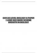 OCR AS LEVEL BIOLOGY A PAPER 1 H020/01 JUNE 2022 MARK SCHEME BREADTH IN BIOLOGY