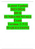 (Latest Update 2023/2024) HESI FUNDAMENTALS Exam Version 2 (V2) (55 Questions & Answers)