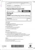 Edexcel A Level 2022 Biology B PAPER 2: Advanced Physiology, Evolution and Ecology