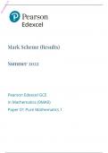 	Edexcel A Level 2022 PAPER 1: Pure Mathematics 1 Mark Scheme 