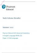 Edexcel A Level 2022 English Language PAPER 2: Child Language Mark Scheme