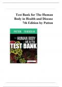 TEST BANK FOR HUMAN BODY IN HEALTH AND DISEASE 7TH EDITION BY PATTON 2024 UPDATE