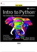 Test Bank for Intro to Python for Computer Science and Data Science-Learning to Program with AI, Big Data and The Cloud 1Ed. by Paul Deitel, Harvey Deitel- Elaborated and Complete