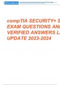 compTIA SECURITY+ SYO-601 EXAM QUESTIONS AND VERIFIED ANSWERS LATEST UPDATE 2023-2024