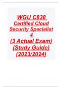  WGU C838  Certified Cloud Security Specialist 4  (3 Actual Exam) (Study Guide) (2023/2024)