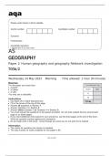 aqa AS GEOGRAPHY Paper 2 - Human geography and geography fieldwork investigation (7036/2) May 2023 Question Paper. 