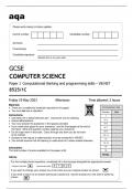 aqa GCSE COMPUTER SCIENCE Paper 1 - Computational thinking and programming skills – VB.NET (8525/1C) May 2023 Question Paper.