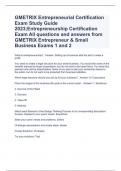 GMETRIX Entrepreneurial Certification Exam Study Guide 2023;Entrepreneurship Certification Exam All questions and answers from GMETRIX Entrepreneur & Small Business Exams 1 and 2