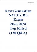  Next Generation NCLEX Rn Exam  2023/2024  Top Rated  (130 Q&A)