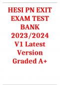 HESI PN EXIT EXAM TEST BANK 2023/2024  V1 Latest Version Graded A+