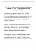 BUS 201 -Organizational Behavior and Management Midterm #1 Calvin University Questions With Complete Solutions