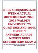 NURS 6630 MIDTERM AND FINAL ACTUAL EXAMS (6VERSIONS) NURS 6630: PSYCHOPHARMACOLOGY REAL MIDTERM AND FINAL LATEST EXAMS 2023-2024  QUESTIONS AND ANSWERS/ NURS 6630 |AGRADE