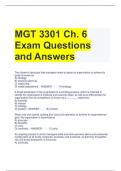 MGT 3301 Ch. 6 Exam Questions and Answers