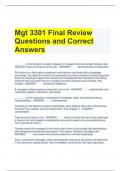 Mgt 3301 Final Review Questions and Correct Answers