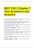 MGT 3301 Chapter 7 Test Questions and Answers