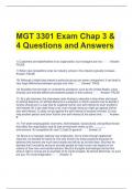 MGT 3301 Exam Chap 3 & 4 Questions and Answers