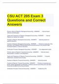 CSU ACT 205 Exam 3 Questions and Correct Answers