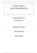 Intro Stats, 5e Richard De Veaux, Paul Velleman, David Bock (Solution Manual)