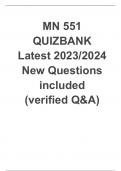  MN 551 QUIZBANK  Latest 2023/2024  New Questions included  (verified Q&A)