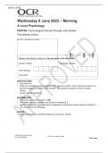 OCR A Level Psychology H567/02 Psychological themes through core studies FINAL QUESTIN PAPER JUNE 2022