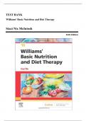 Test Bank - Williams Basic Nutrition and Diet Therapy, 16th Edition (Nix, 2022), Chapter 1-23 | All Chapters