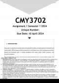 CMY3702 Assignment 1 (DETAILED ANSWERS) Semester 1 2024 - DISTINCTION GUARANTEED