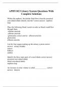 APHY102 Urinary System Questions With Complete Solutions