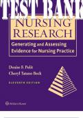 TEST BANK for Nursing Research: Generating and Assessing Evidence for Nursing Practice 11th Edition by Polit D & Beck. ISBN-13 9781975110642. (Complete 31 Chapters).