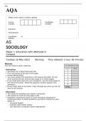 AQA AS SOCIOLOGY Paper 1 and 2 MAY 2023 QUESTION PAPERS
