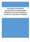 TEST BANK FOR RESEARCH  METHODS FOR THE BEHAVIORAL  SCIENCES 5TH EDITION FREDERICK J  GRAVETTER, LORI-ANN B. FORZANO