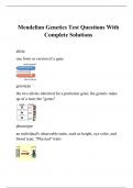 Mendelian Genetics Test Questions With Complete Solutions