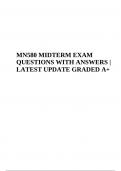 MN580 MIDTERM EXAM REVIEW QUESTIONS WITH ANSWERS LATEST UPDATE (GRADED A+)
