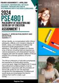 PSE4801 Assignment 1 Answers April 2024 | Referencing and Reference list included | (Accurate, referencing, detailed answers - researched and in accordance with the given guidelines)