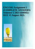ENG1503 Assignment 1 (COMPLETE ANSWERS) Semester 2 2023 (646942) - DUE 15 August 2023.