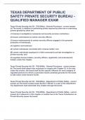 TEXAS DEPARTMENT OF PUBLIC SAFETY PRIVATE SECURITY BUREAU - QUALIFIED MANAGER EXAM|UPDATED&VERIFIED|100% SOLVED|GUARANTEED SUCCESS
