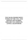 TEST BANK FOR BECKER’S WORLD OF THE CELL, 8TH EDITION JEFF HARDIN, GREGORY PAUL BERTONI, LEWIS J. KLEINSMITH