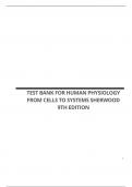 TEST BANK FOR HUMAN PHYSIOLOGY FROM CELLS TO SYSTEMS SHERWOOD 9TH EDITION