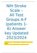 NIH Stroke Scale –  All Test Groups A-F (patients 1-6) Answer key Updated 2023/2024