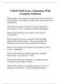CHEM 1020 Exam 1 Questions With Complete Solutions