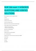 NUR166 exam 1 HONDROS QUESTIONS AND VERIFIED  SOLUTIONS
