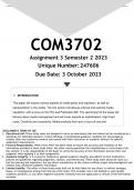 COM3702 Assignment 3 PORTFOLIO (ANSWERS) Semester 2 2023 - DISTINCTION GUARANTEED