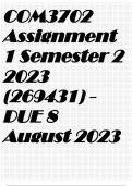 COM3702 Assignment 1 (COMPLETE ANSWERS) Semester 2 2023 (269431) - DUE 8 August 2023