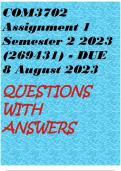 COM3702 Assignment 1 Semester 2 2023 (269431) - DUE 8 August 2023